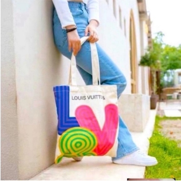 Louis Vuitton Novelty Canvas Eco Tote Bag Shenzhen Exhibition 2022 Limited 16x16 - Picture 2 of 14